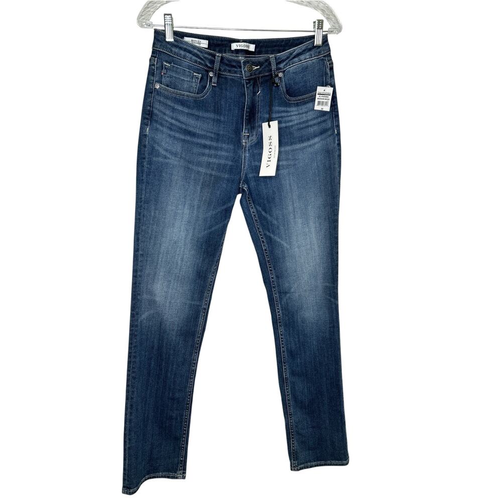 Vigoss Marley Medium Wash Straight Leg Mid Rise Jeans 28 NWT
